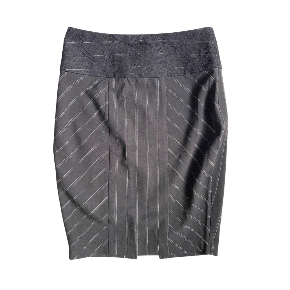 Arden B‎ Lace Trim Pinstripe Pencil Skirt Size 6 Office Siren Corporate Baddie